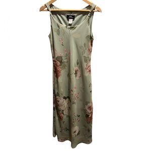 B. Moss Dress Collection Sage Green Floral Sleeveless Midi Dress Size Small